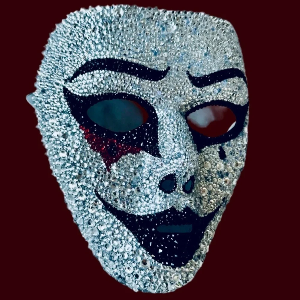🆑Rhinestone Bedazzled Masquerade Bling Face Mask For Halloween,Mardi Grass &More